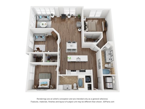 Floor plan for 3 beds, 2 baths, 1546 sqft